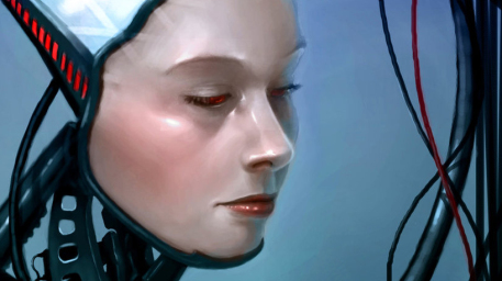 File:R169 457x256 4752 Replica 2d sci fi robot painting woman pretty droid android picture image digital art.jpg