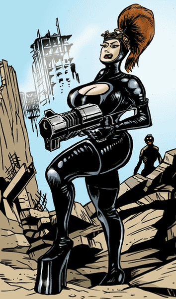 File:Very large breasted sex android with big gun in fetish gear.png