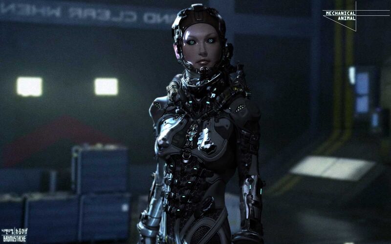 File:1599x1000 19894 Mechanical animal beauty shot 3d sci fi spacesuit android girl woman picture image digital art.jpg
