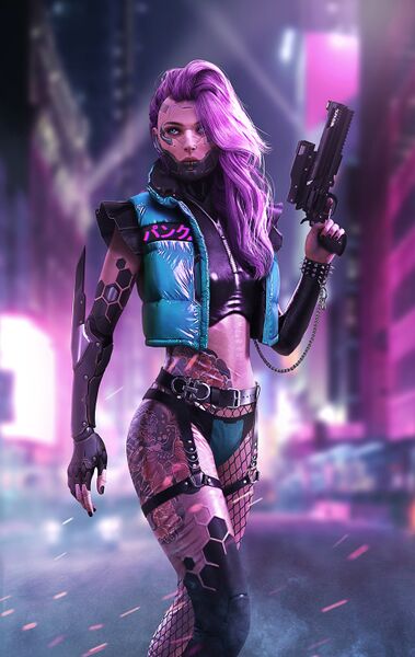 File:Cyberpunk female killer by DaoDao Mao.jpg