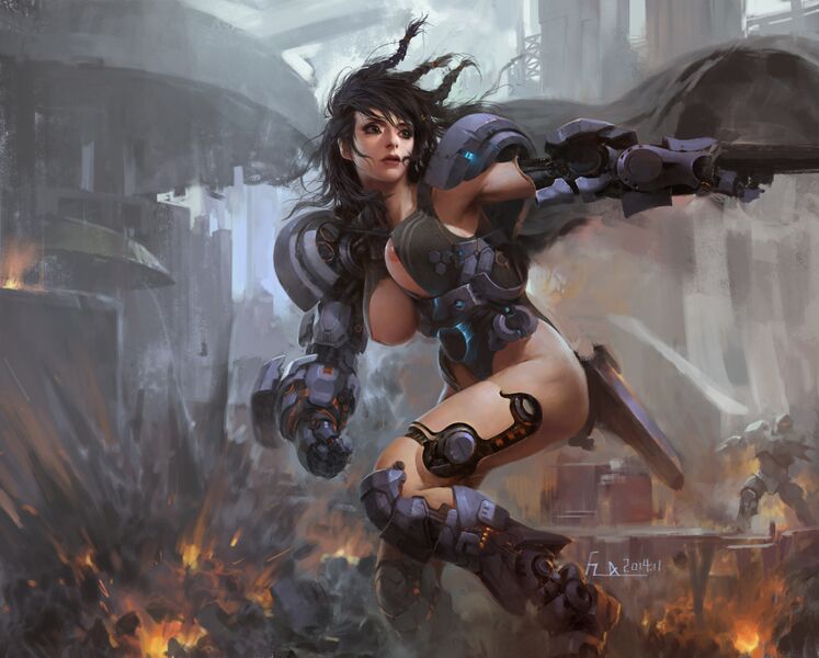 File:Mechanical female warrior by Haixiang Mu.jpg
